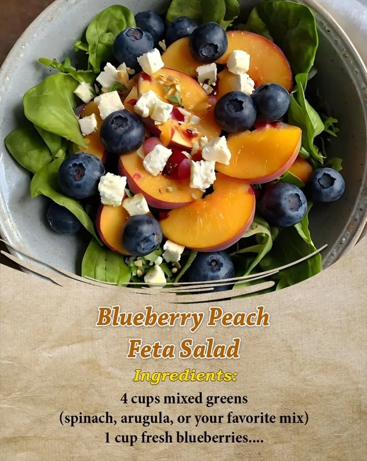 Delicious Blueberry Peach Feta Salad with fresh ingredients