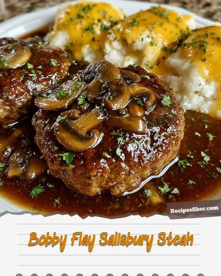 Delicious Bobby Flay Salisbury Steak served with rich gravy and sides