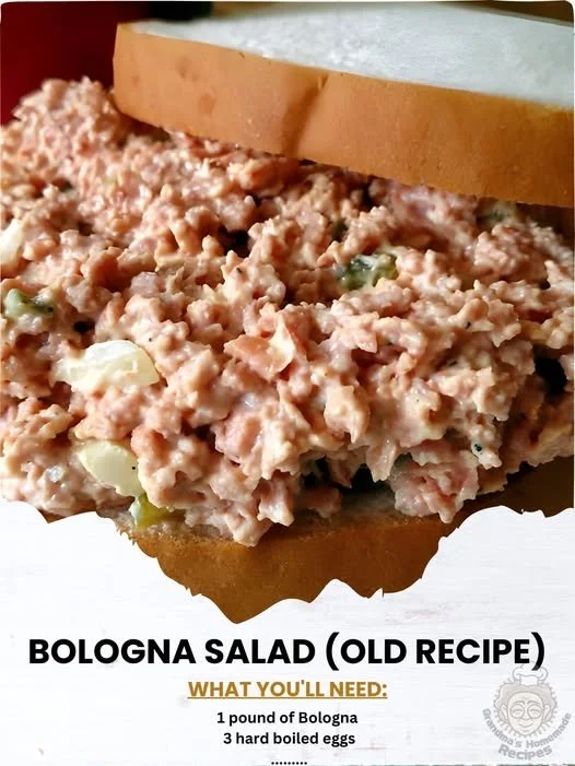 Bowl of colorful Bologna Salad garnished with fresh herbs and vegetables