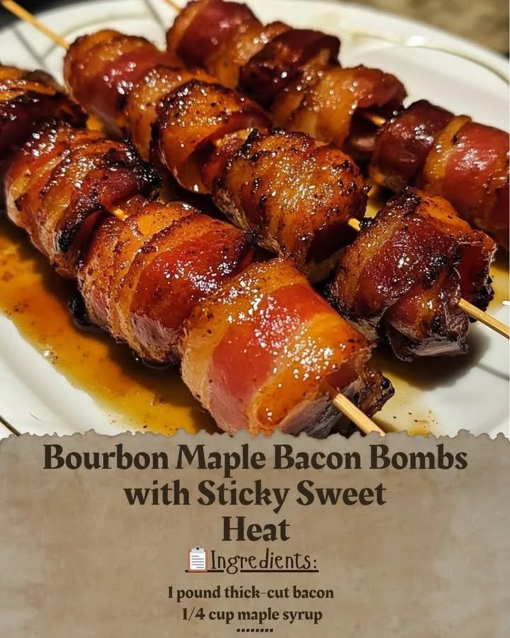 Bourbon Maple Bacon Bombs with Sweet Heat drizzled on top