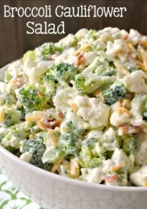 Vibrant Broccoli Cauliflower Salad with fresh vegetables and dressing