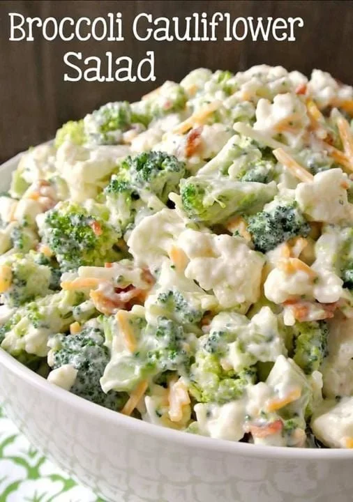 Vibrant Broccoli Cauliflower Salad with fresh vegetables and dressing