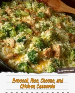 Broccoli, Rice, Cheese, and Chicken Casserole ready to serve