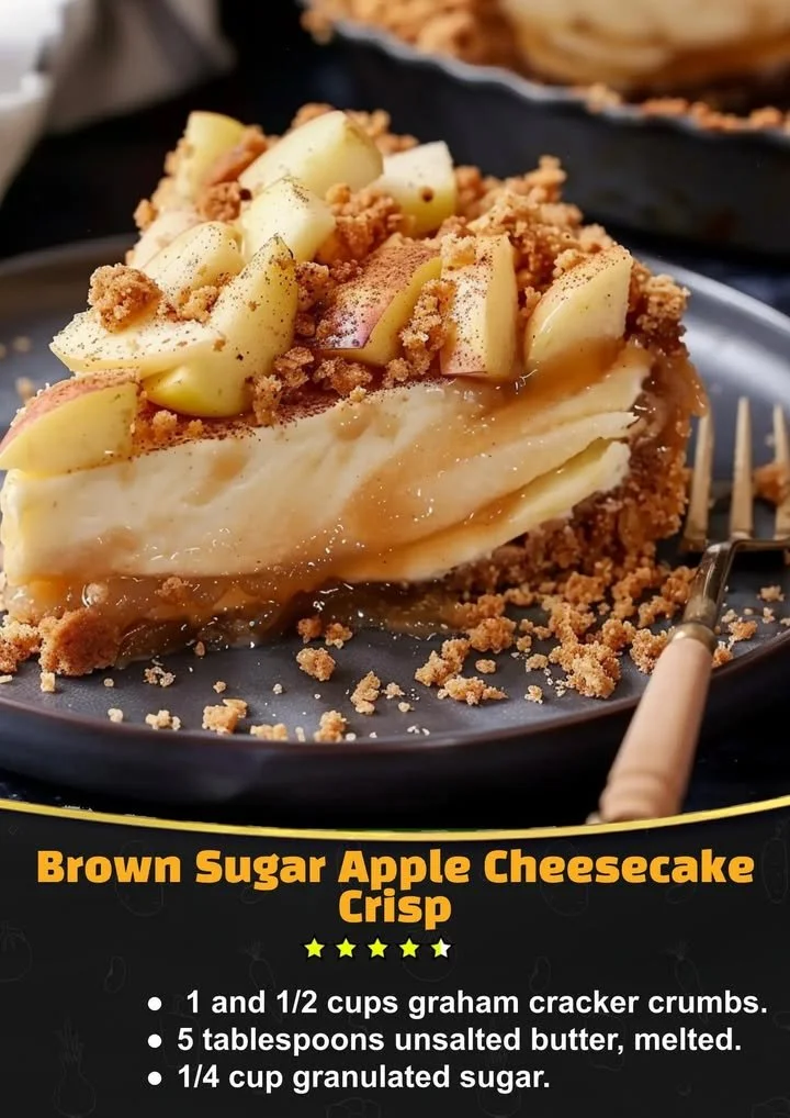 Brown Sugar Apple Cheesecake Crisp topped with a buttery crumble.