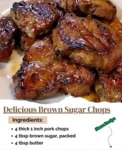 Delicious brown sugar chops garnished and ready to serve on a plate