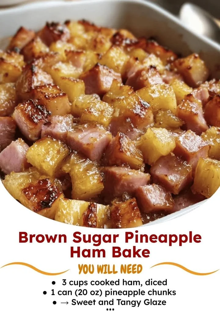 Brown Sugar Pineapple Ham Bake served on a platter with garnishes
