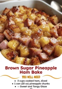 Delicious Brown Sugar Pineapple Ham Bake served on a festive table