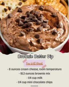 Delicious brownie batter dip served with snacks