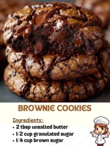 Delicious brownie cookies on a plate, showcasing their rich chocolate texture.