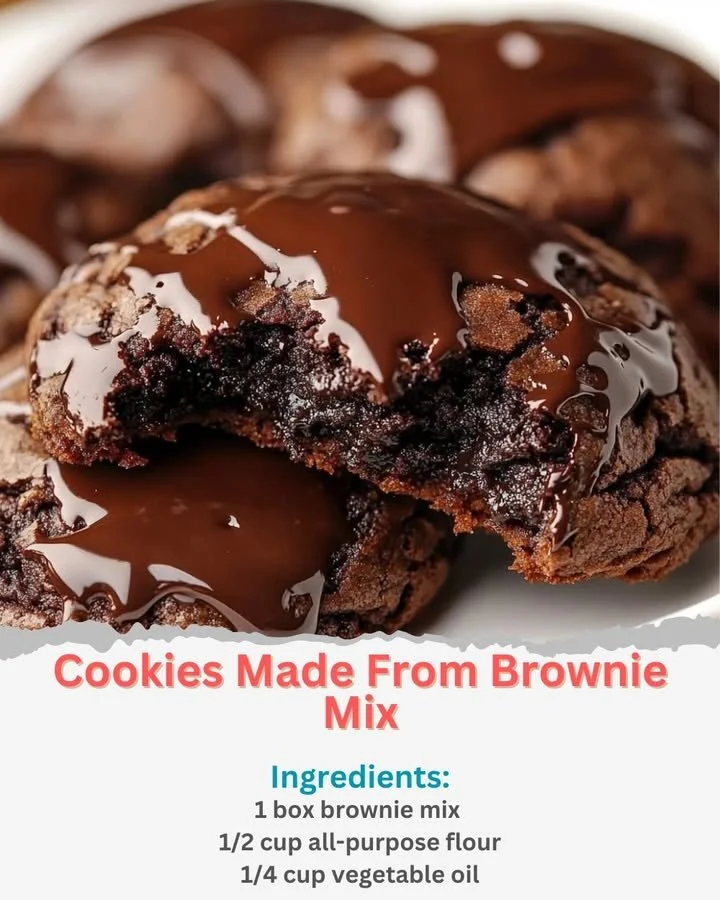 Delicious brownie mix cookies, baked and ready to enjoy.