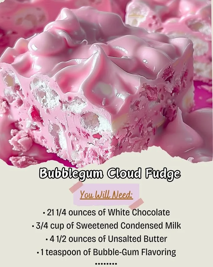 Delicious Bubblegum Cloud Fudge dessert with colorful swirls and toppings