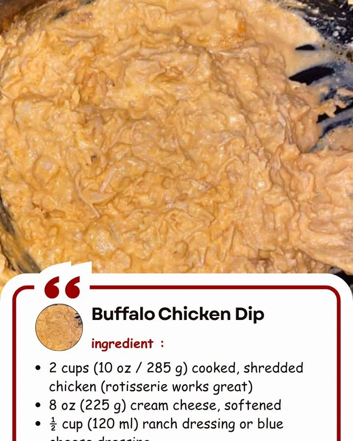 Delicious Buffalo Chicken Dip served with tortilla chips