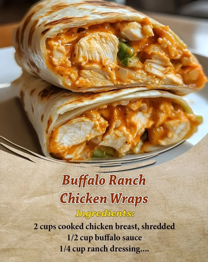 Buffalo Ranch Chicken Wrap with lettuce and tomatoes on a plate