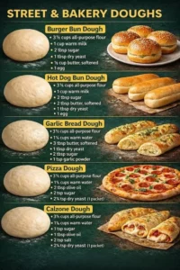 Homemade burger bun dough preparation process