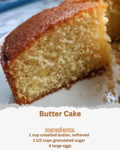 Deliciously moist butter cake slice on a decorative plate