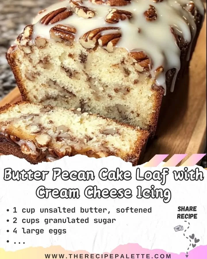 Delicious Butter Pecan Cake Loaf with Cream Cheese Icing