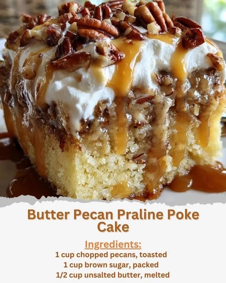 Butter Pecan Praline Poke Cake
