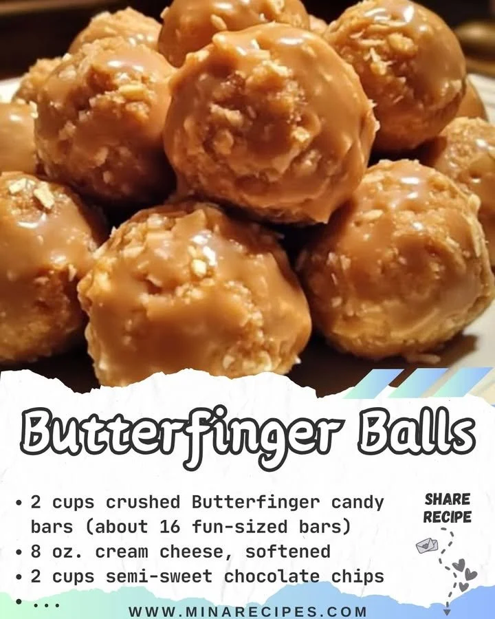 Delicious Butterfinger Balls dessert recipe showcasing sweet chocolate and peanut butter flavors.