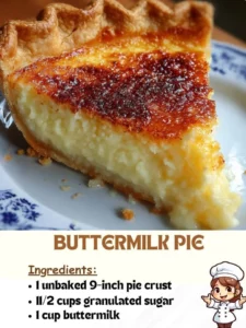 Delicious slice of homemade buttermilk pie on a white plate
