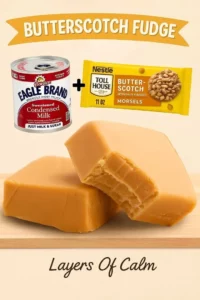 Delicious homemade butterscotch fudge square on a plate