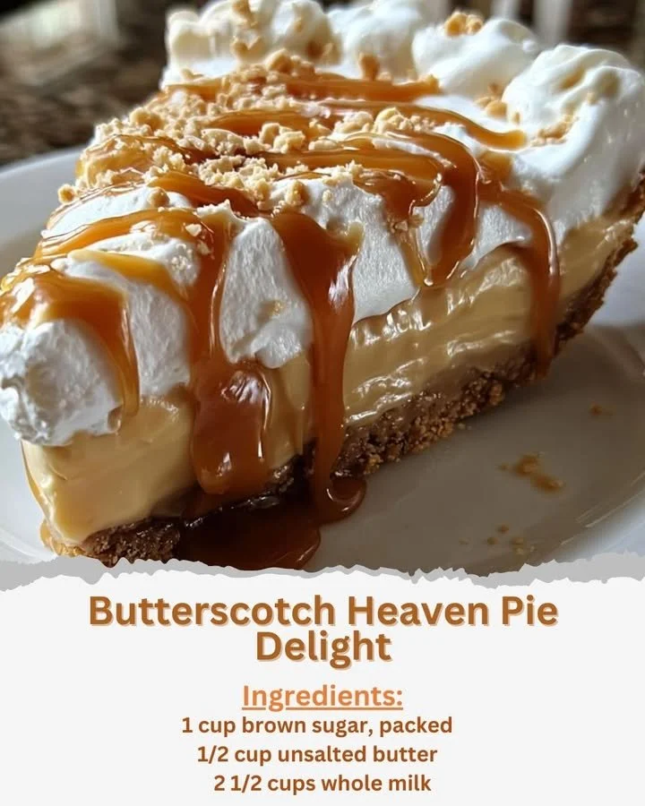 Butterscotch Heaven Pie Delight topped with whipped cream and chocolate shavings