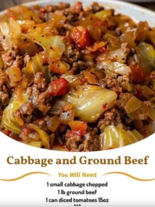 Delicious cabbage and ground beef stir-fry served in a bowl