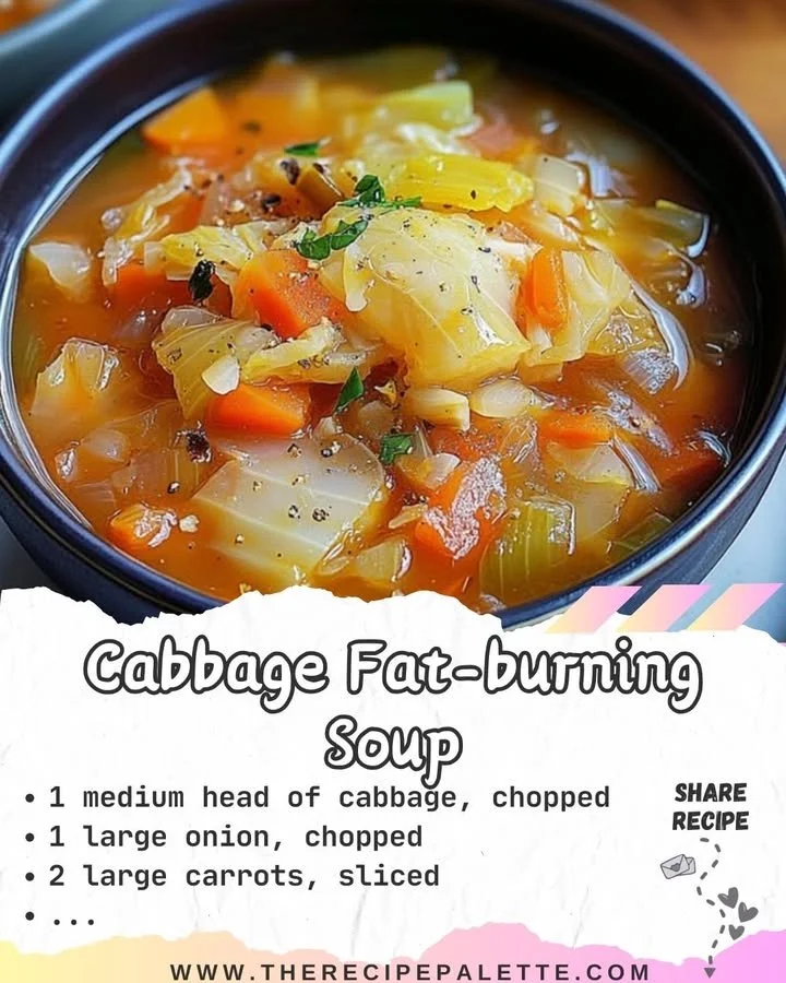 Delicious bowl of cabbage fat-burning soup with fresh vegetables