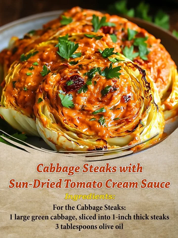 Cabbage Steaks with Sun-Dried Tomato Cream Sauce