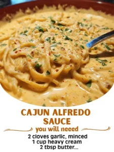 Creamy Cajun Alfredo sauce served over pasta for a flavorful meal