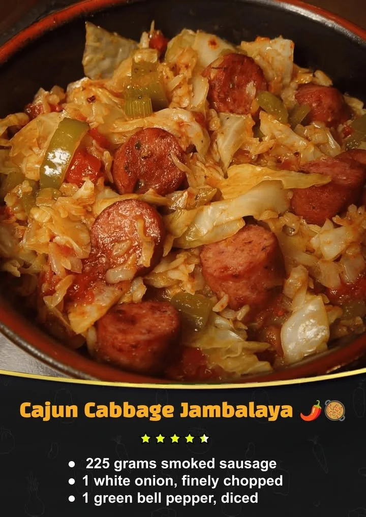 Delicious Cajun Cabbage Jambalaya served in a bowl with spices
