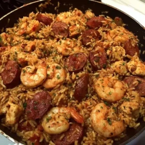 Delicious Cajun Jambalaya with shrimp, chicken, and sausage in a vibrant bowl