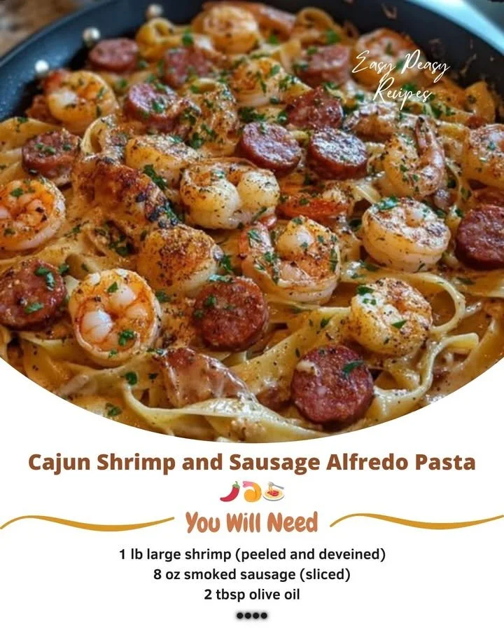 Cajun Shrimp and Sausage Alfredo Pasta