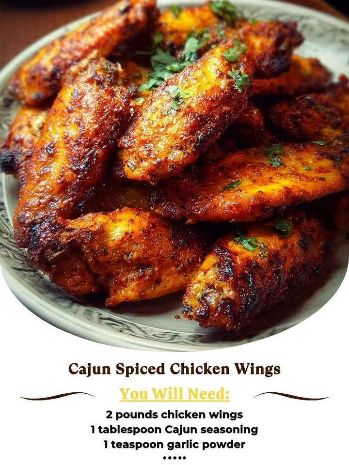 Plate of Cajun Spiced Chicken Wings garnished with herbs and spices