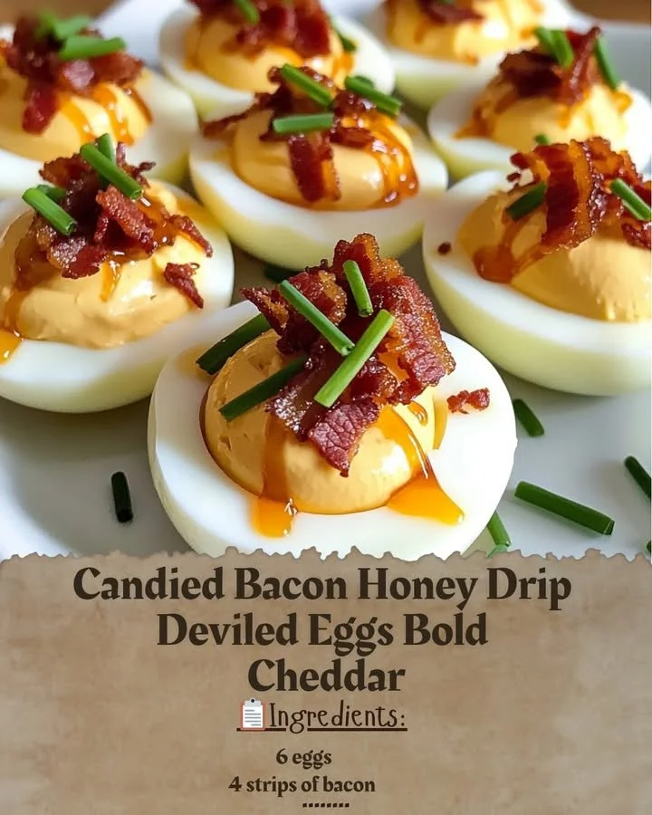 Candied Bacon Honey Drip Deviled Eggs Bold Cheddar