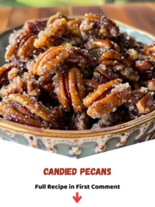 Bowl of delicious homemade candied pecans ready to be enjoyed