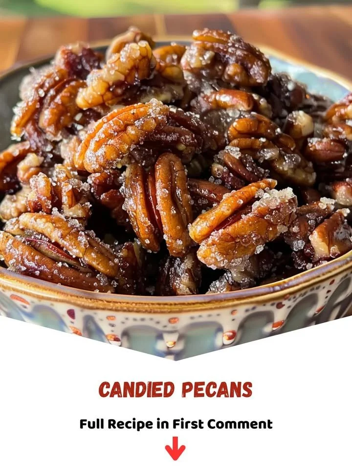 Bowl of delicious homemade candied pecans ready to be enjoyed