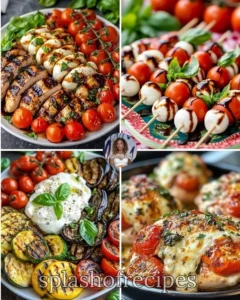 Delicious Caprese Chicken Salad with chicken, tomatoes, and mozzarella.