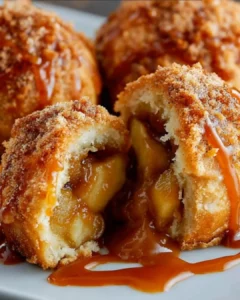 Caramel Apple Bombs dessert featuring apples dipped in caramel