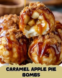 Delicious Caramel Apple Pie Bombs with caramel drizzle and apple filling