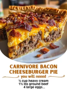 Delicious Bacon Cheeseburger Pie served fresh with a crispy crust