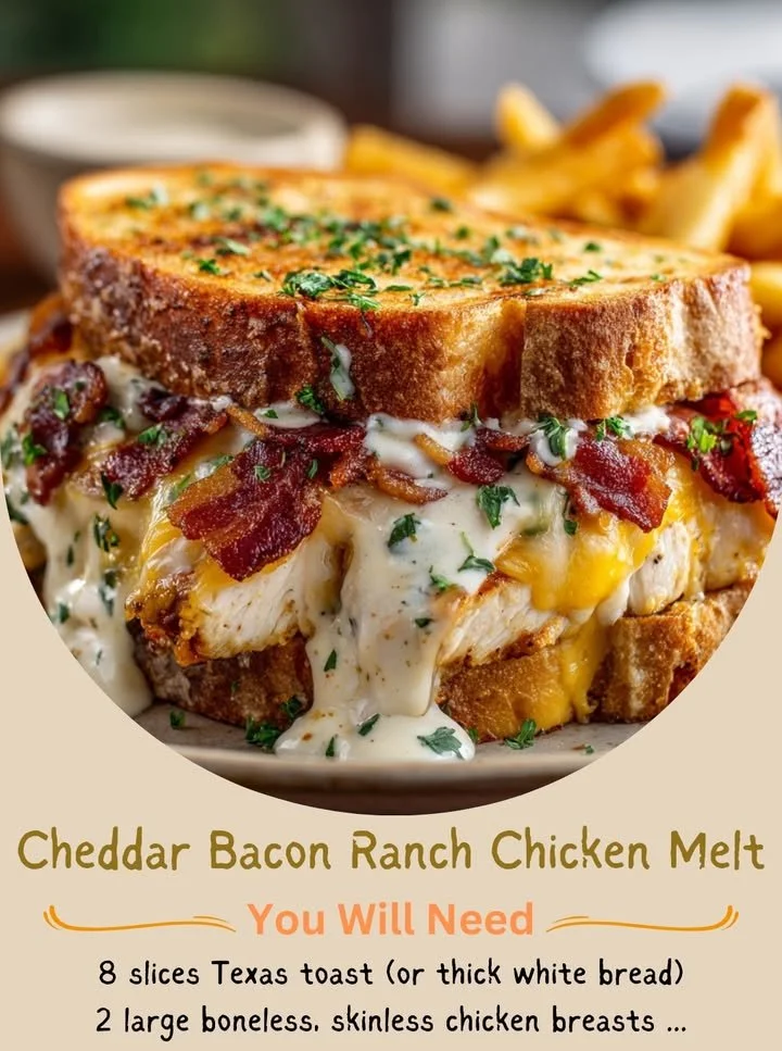 Cheddar Bacon Ranch Chicken Melt with crispy bacon and melted cheese