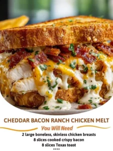 Cheddar Bacon Ranch Chicken Melt with crispy bacon and melted cheese