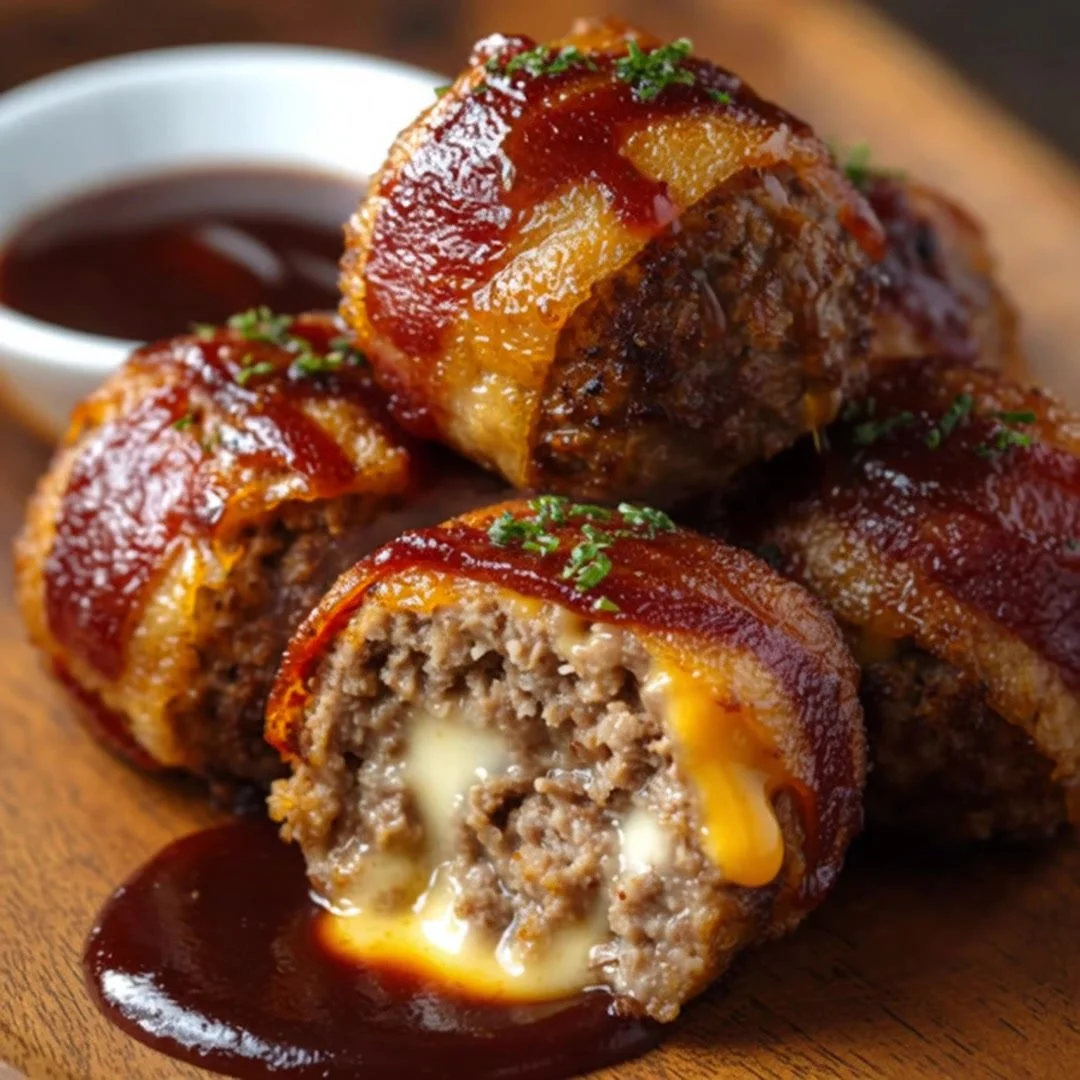 Cheddar-Stuffed BBQ Bacon Bombs ready to be grilled and enjoyed.