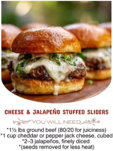 Cheese & Jalapeño stuffed sliders served on a platter