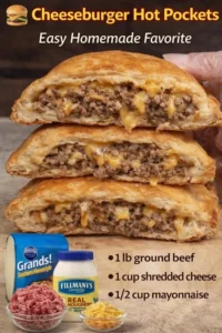 Cheeseburger Hot Pockets filled with beef and cheese