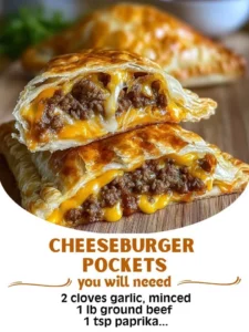 Cheeseburger pockets filled with juicy beef and melted cheese