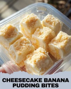 Delicious Cheesecake Banana Pudding Bites on a dessert plate