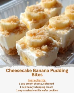 Delicious cheesecake pudding bites with banana flavor, served in bite-sized portions.