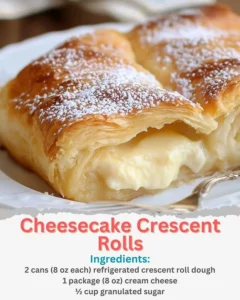Delicious cheesecake rolls made with crescent dough and cream cheese filling