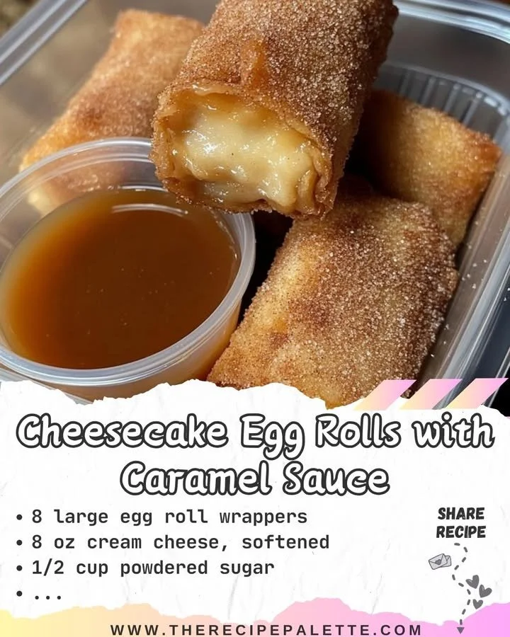 Cheesecake Egg Rolls with Caramel Sauce